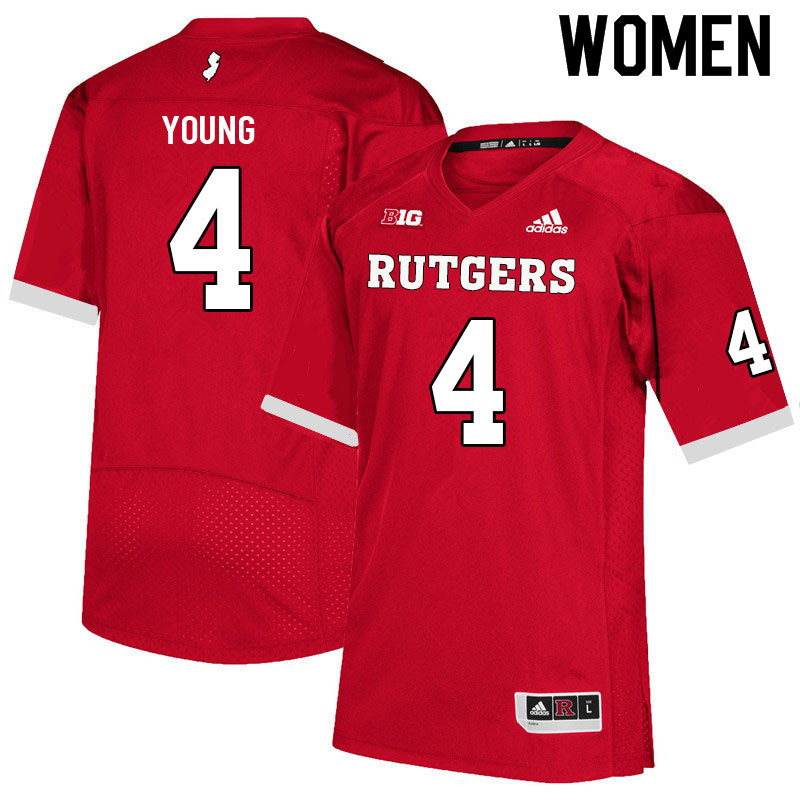 Women #4 Aaron Young Rutgers Scarlet Knights College Football Jerseys Sale-Scarlet - Click Image to Close